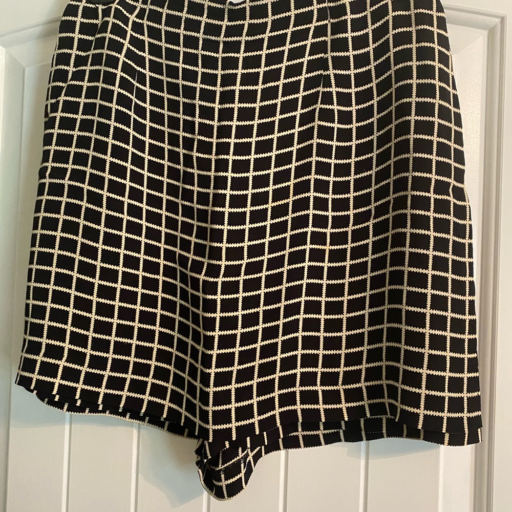Banana Republic Black and White Bermuda Skort with Grid Pattern